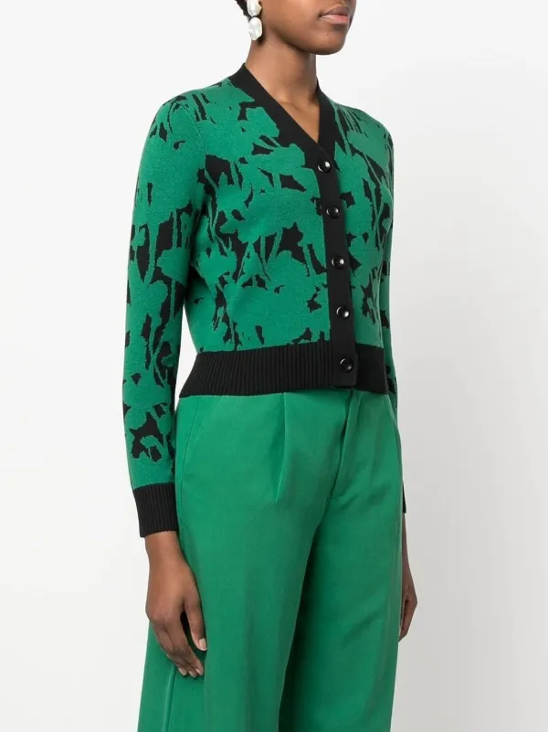 Proenza Schouler White Label floral-intarsia Cardigan | Green