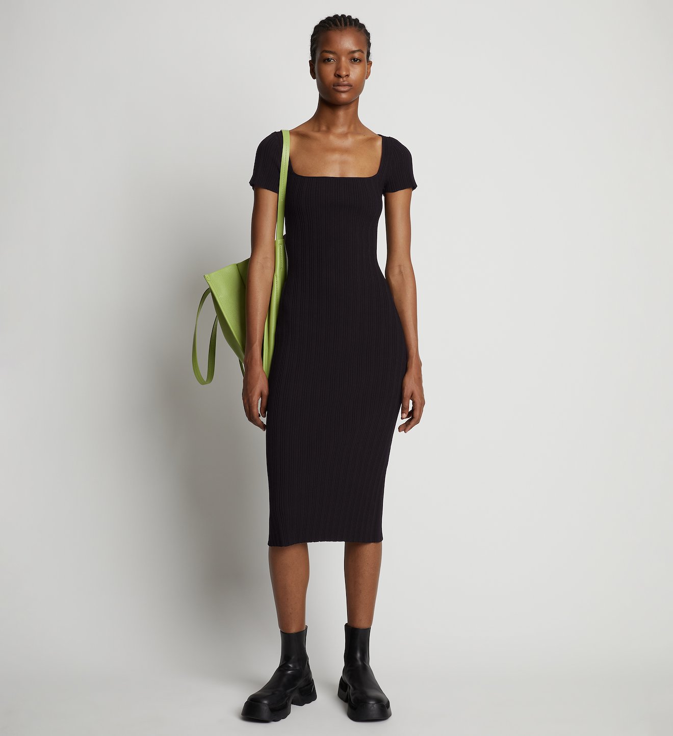 Rib Knit Short Sleeve Dress