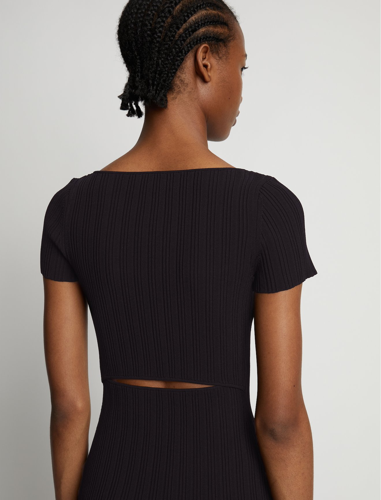 Rib Knit Short Sleeve Dress #5