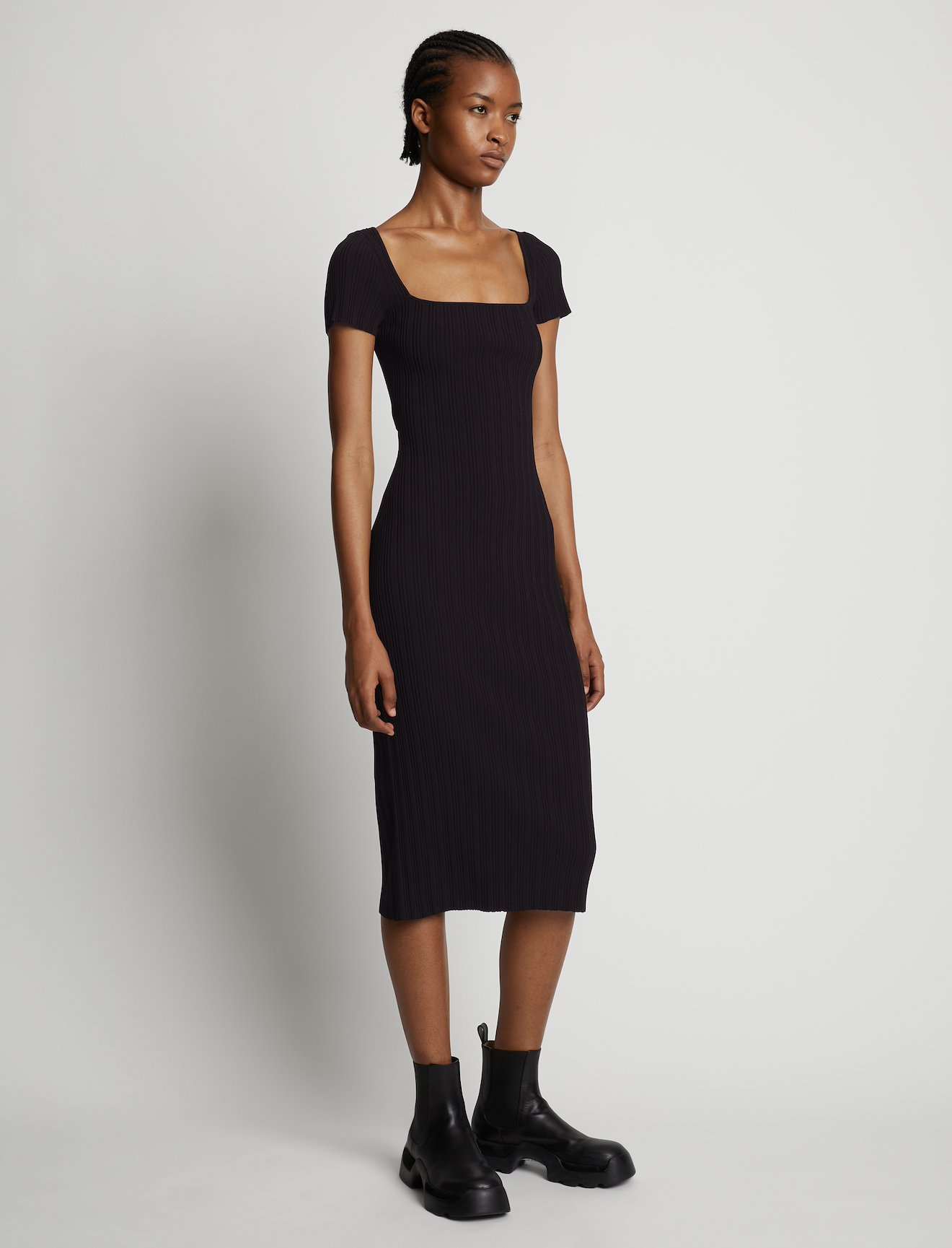 Rib Knit Short Sleeve Dress #1
