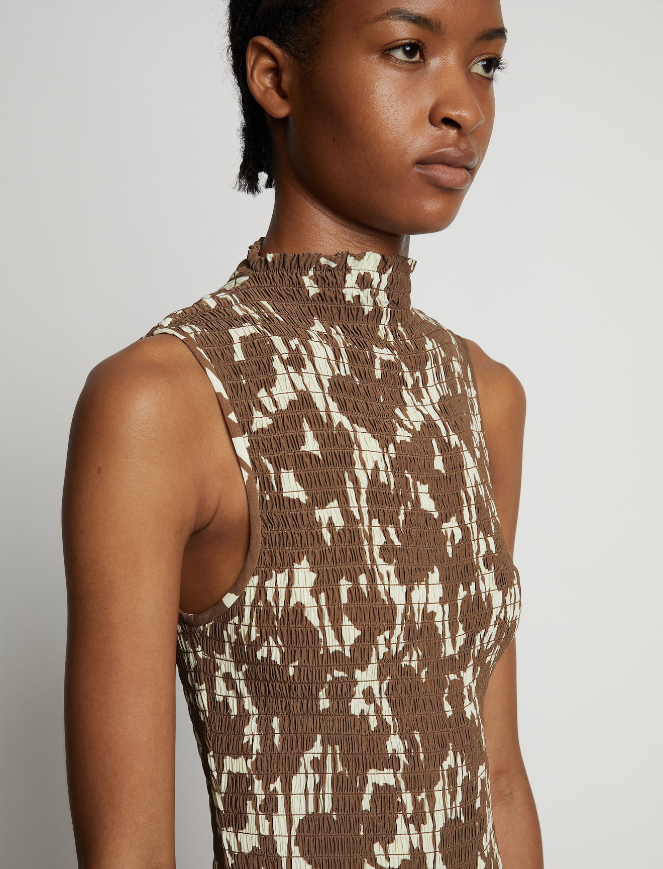 Printed Smocked Mini Dress #3