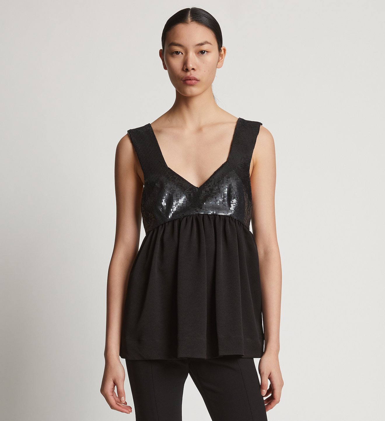 Textured Crepe Sequin Tank