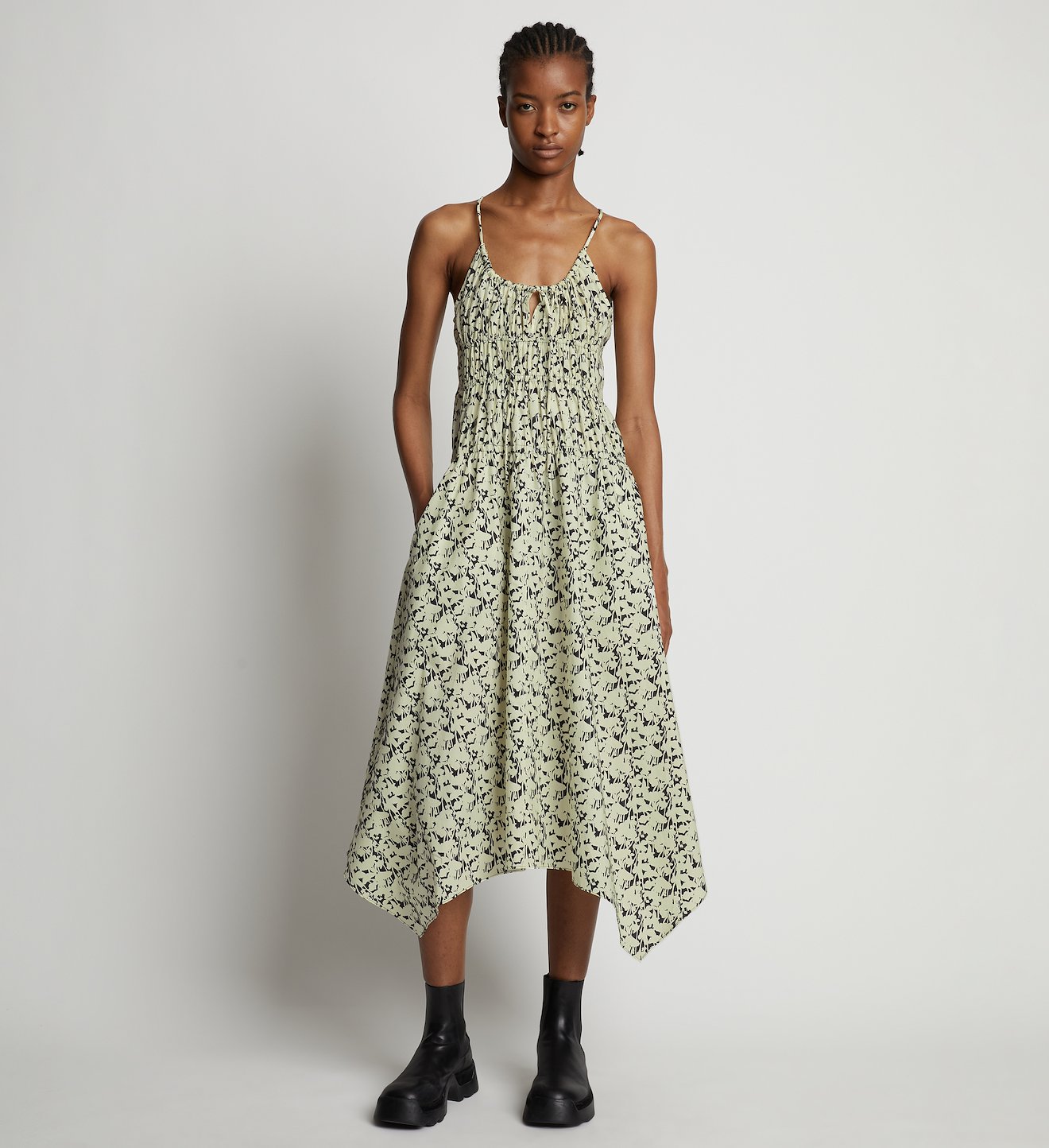 Floral Poplin Ruched Dress