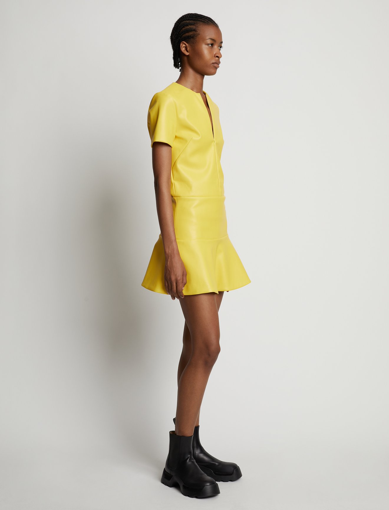 Faux Leather Ruffle Mini Dress #1