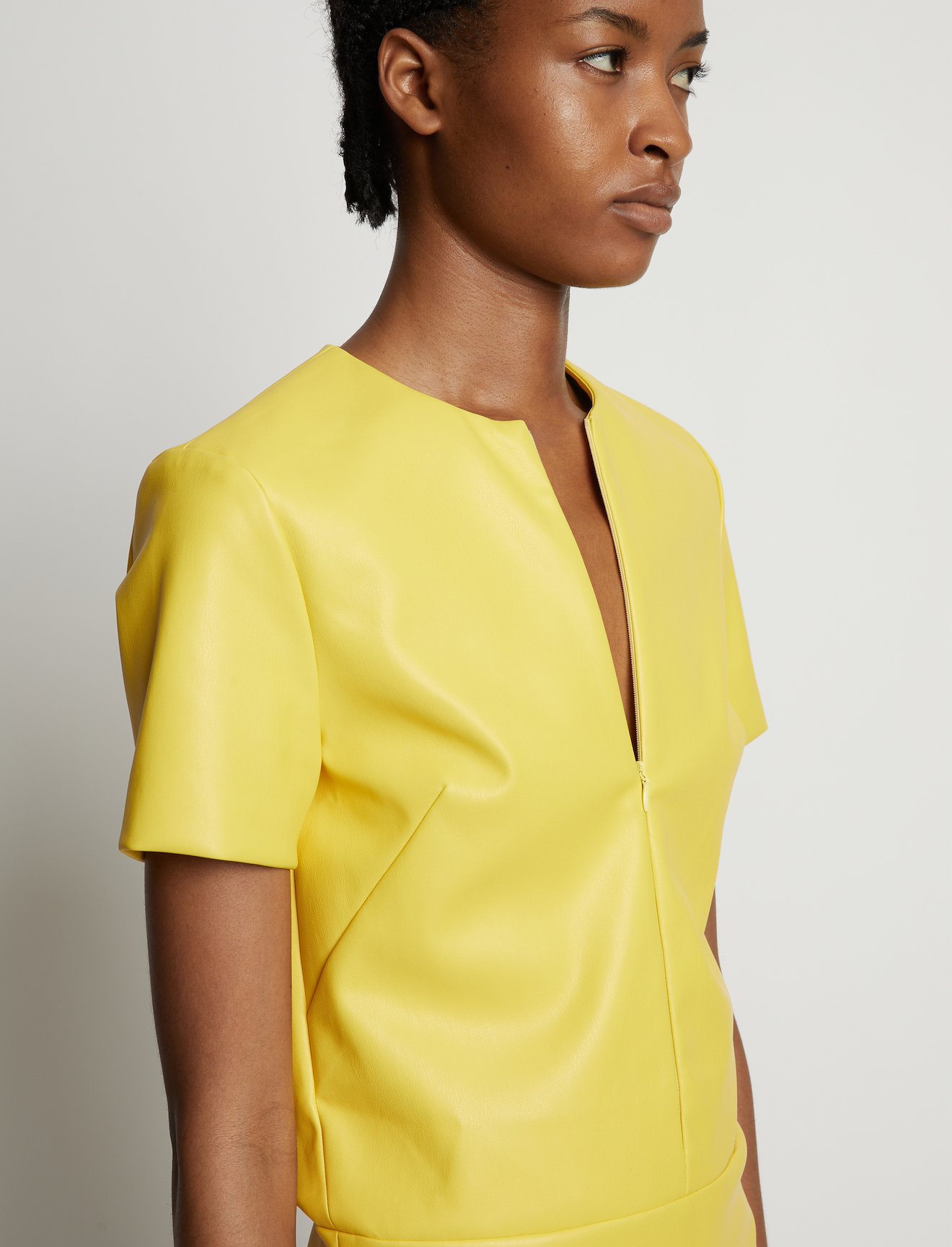 Faux Leather Ruffle Mini Dress #3