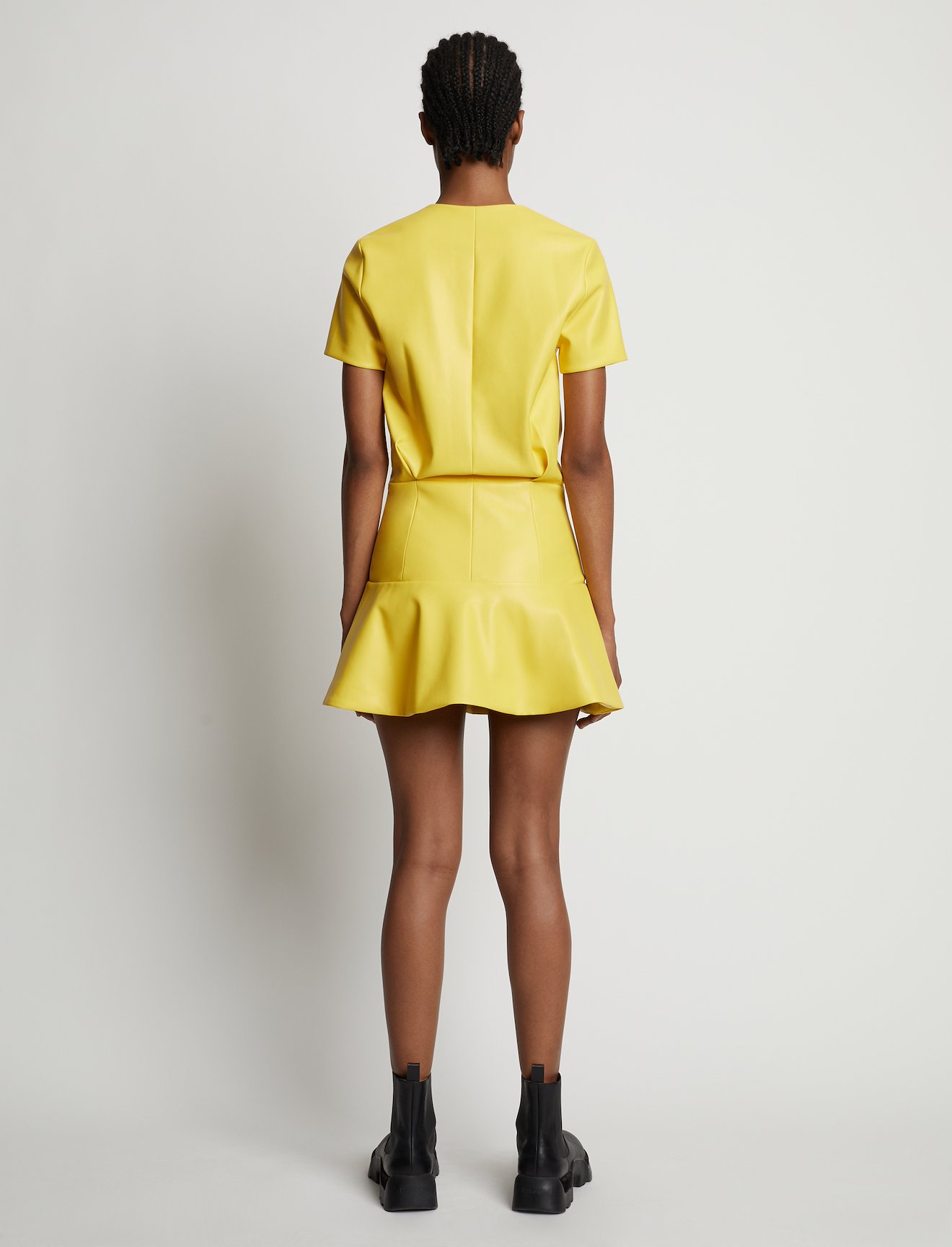 Faux Leather Ruffle Mini Dress #2