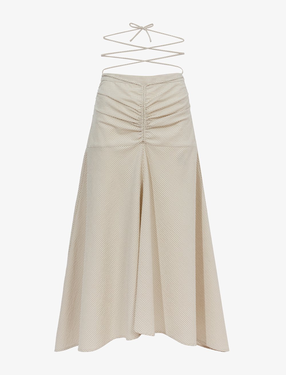 Gingham Tie Front Midi Skirt