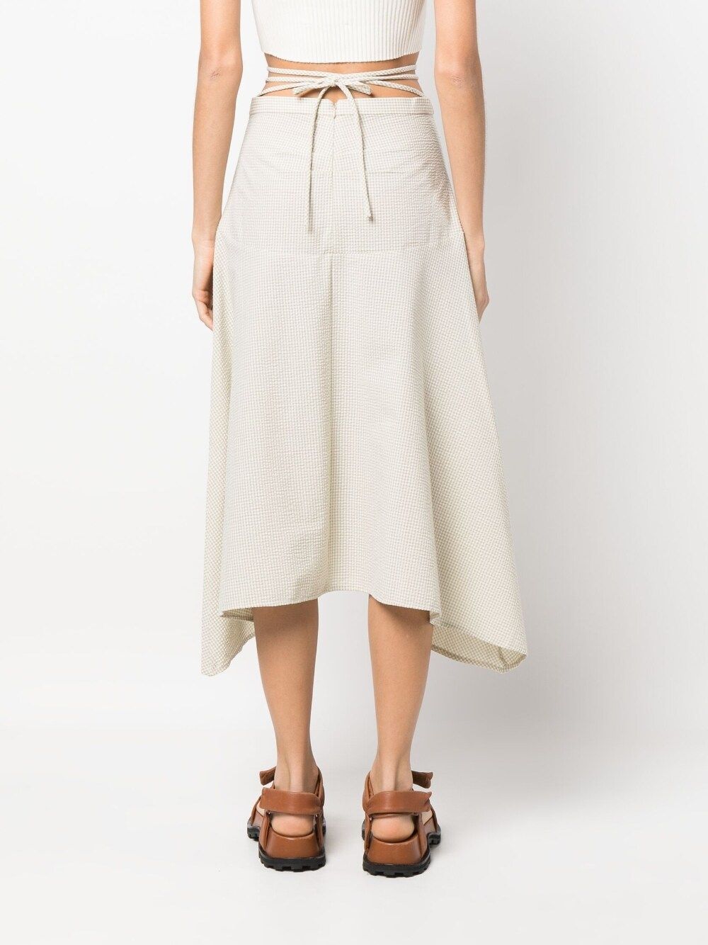 Proenza Schouler White Label Gingham tie front Midi Skirt Farfetch