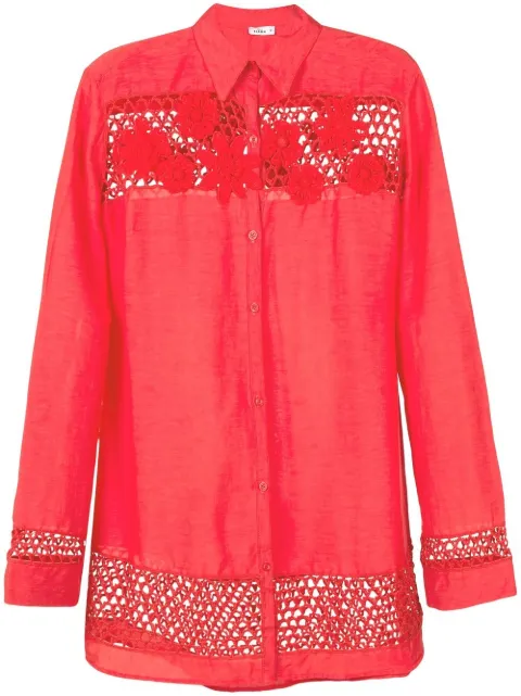 Amir Slama floral-lace detail oversize shirt
