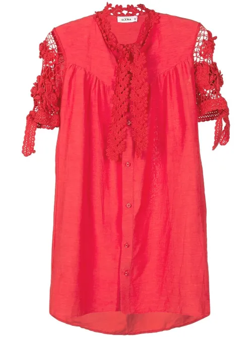 Robe-chemise à fleurs en dentelle - Amir Slama - Modalova