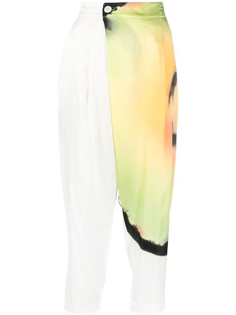 Issey Miyake abstract-print cropped trousers