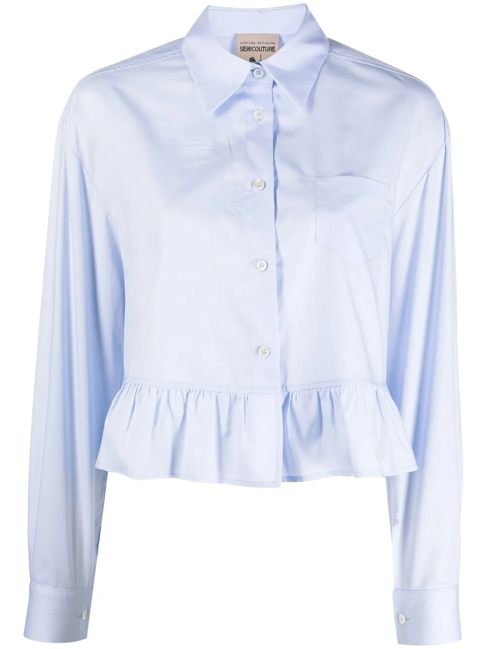 

Semicouture camisa manga larga con peplum - Azul