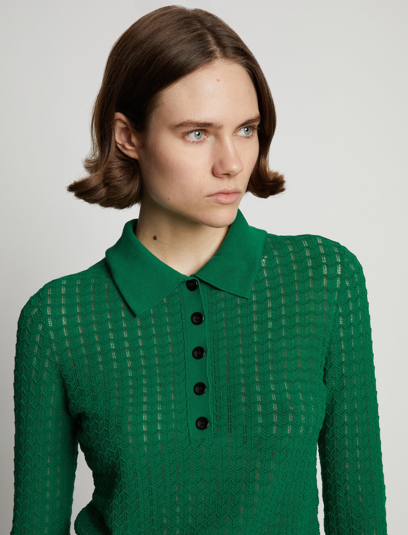 Sheer Cotton Long Sleeve Polo #4
