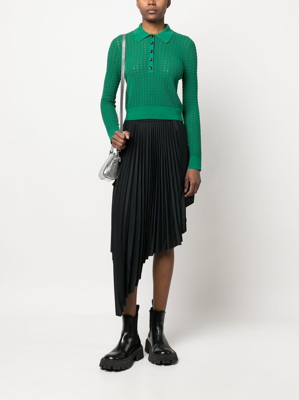 Proenza Schouler White Label sheer long-sleeve polo shirt - Groen