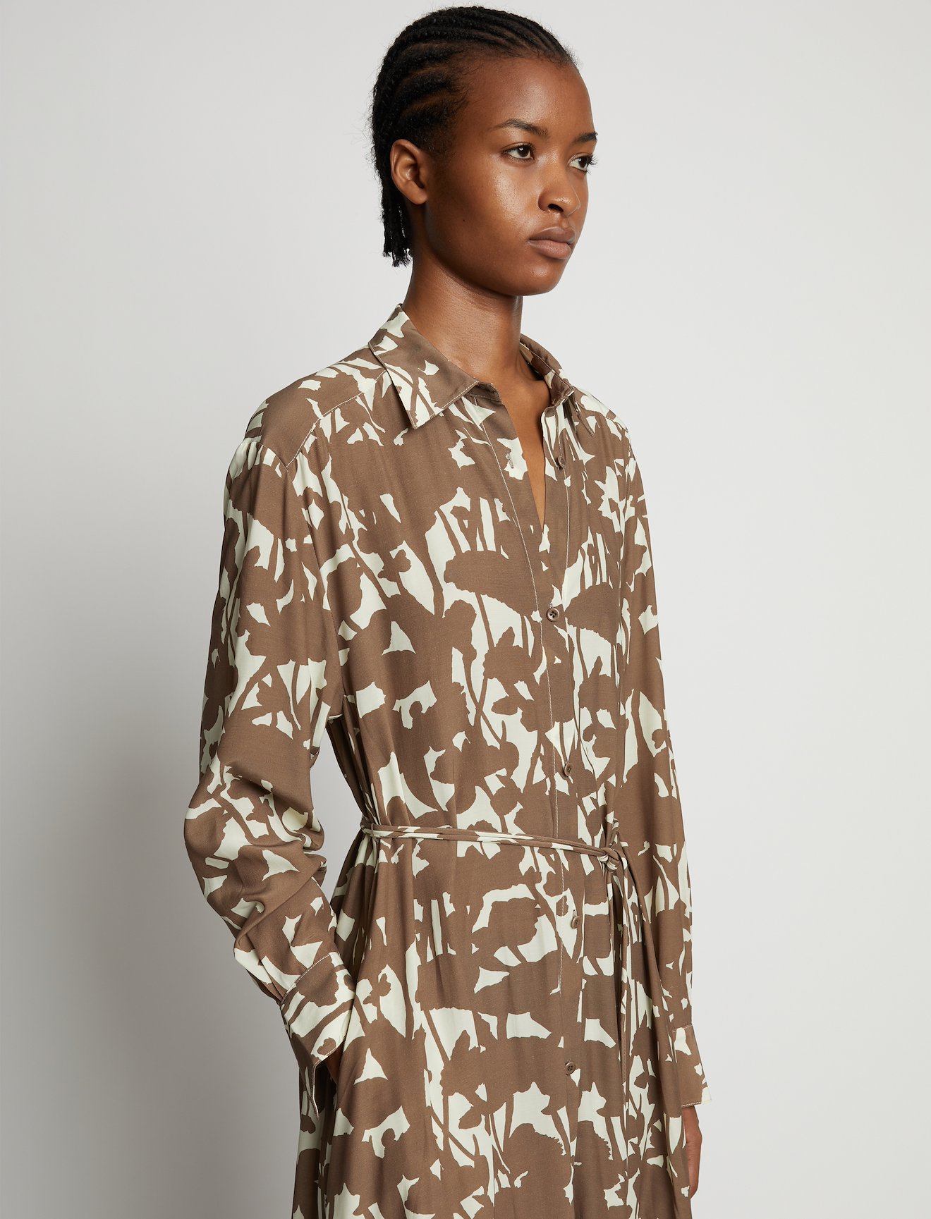 Printed Long Sleeve Shirt Dress #3