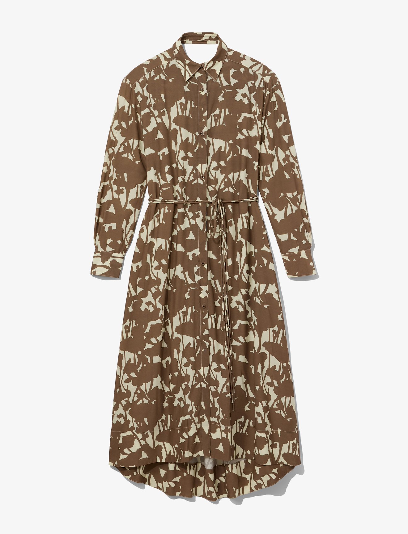 Printed Long Sleeve Shirt Dress #4