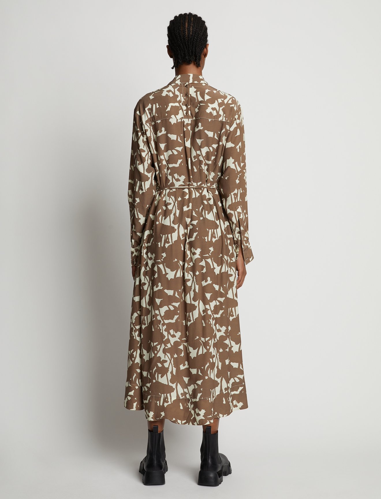 Printed Long Sleeve Shirt Dress #2