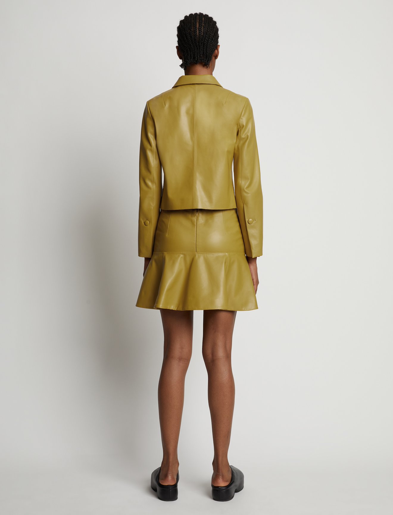 Cropped Leather Blazer #3