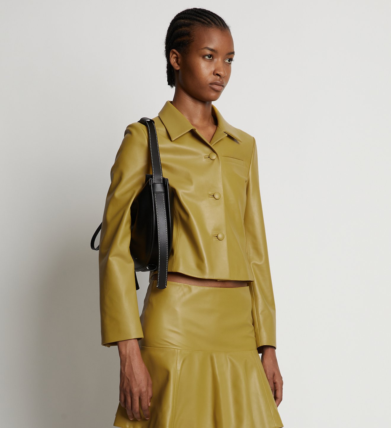 Cropped Leather Blazer