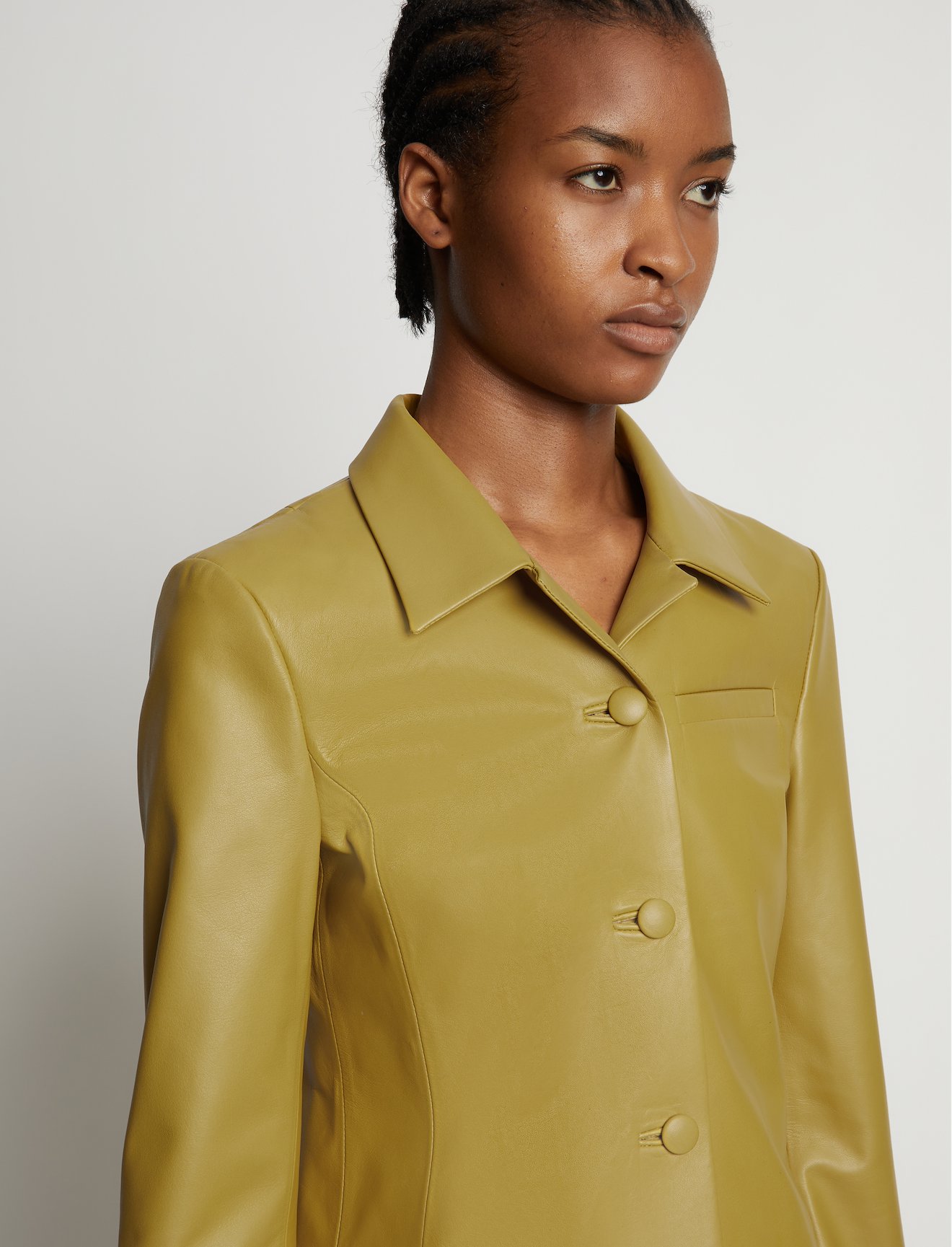 Cropped Leather Blazer #4