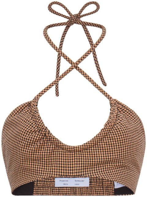 Proenza Schouler White Label gingham-check halterneck bralette Women