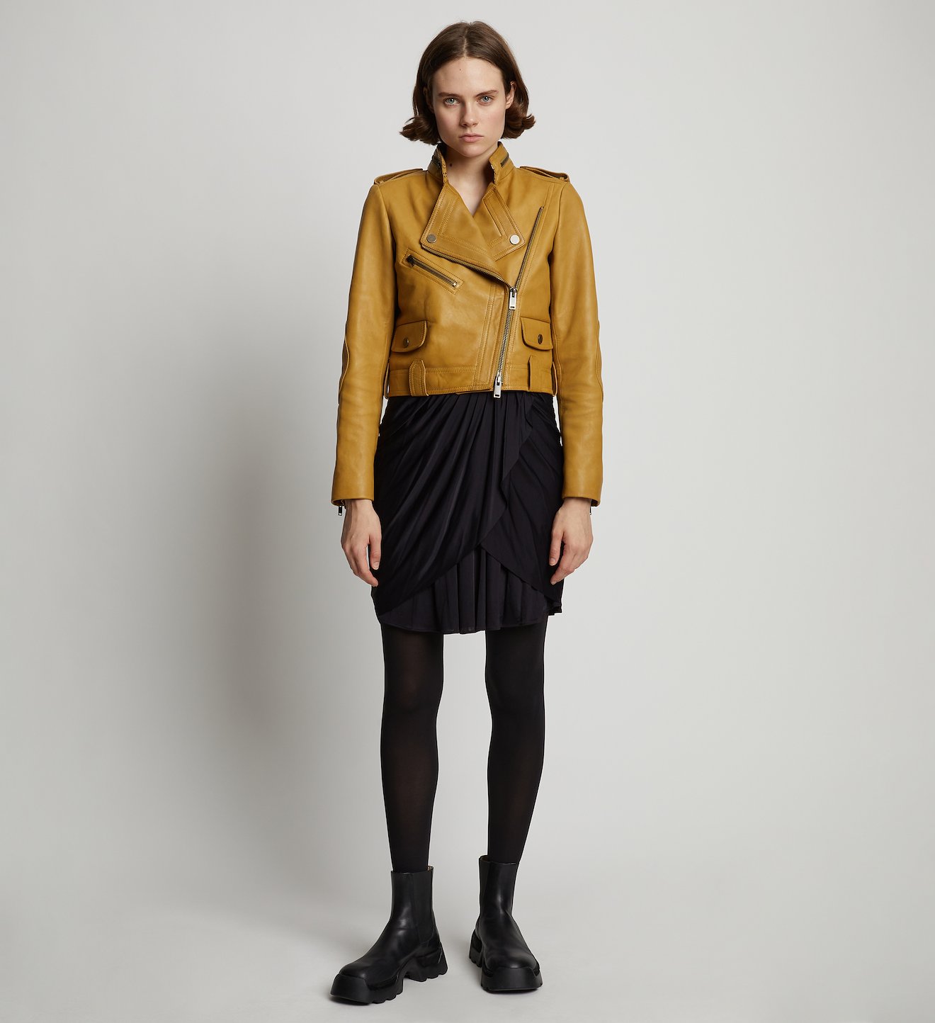 pleated Jersey mini skirt