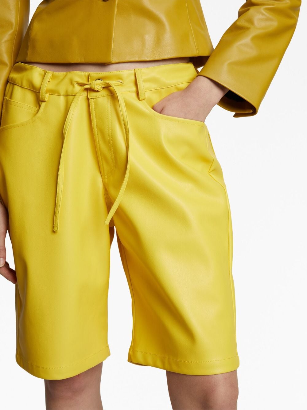 Shop Proenza Schouler White Label Faux-leather Knee-length Shorts In Yellow