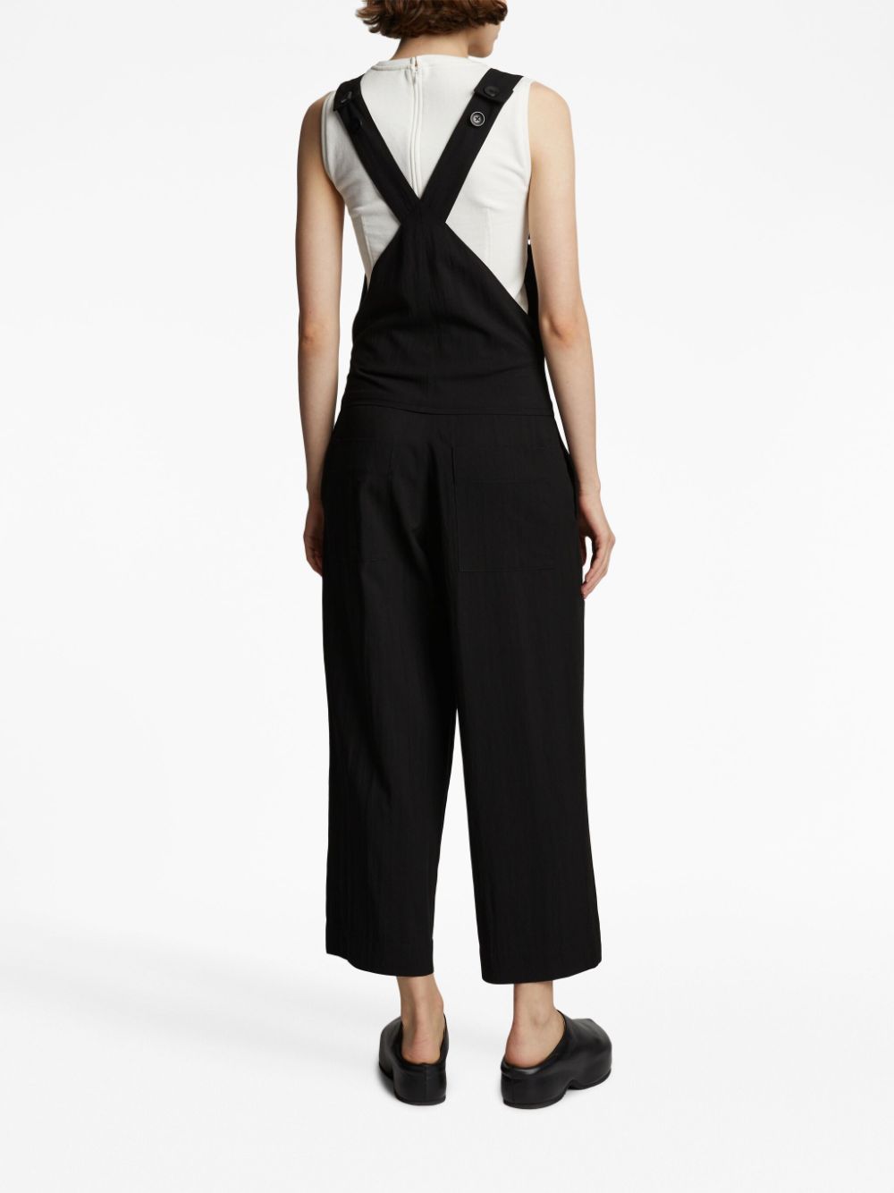 Shop Proenza Schouler White Label Draped Suiting Wide-leg Jumpsuit In Black