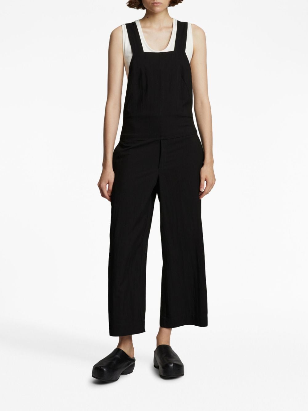 Shop Proenza Schouler White Label Draped Suiting Wide-leg Jumpsuit In Black