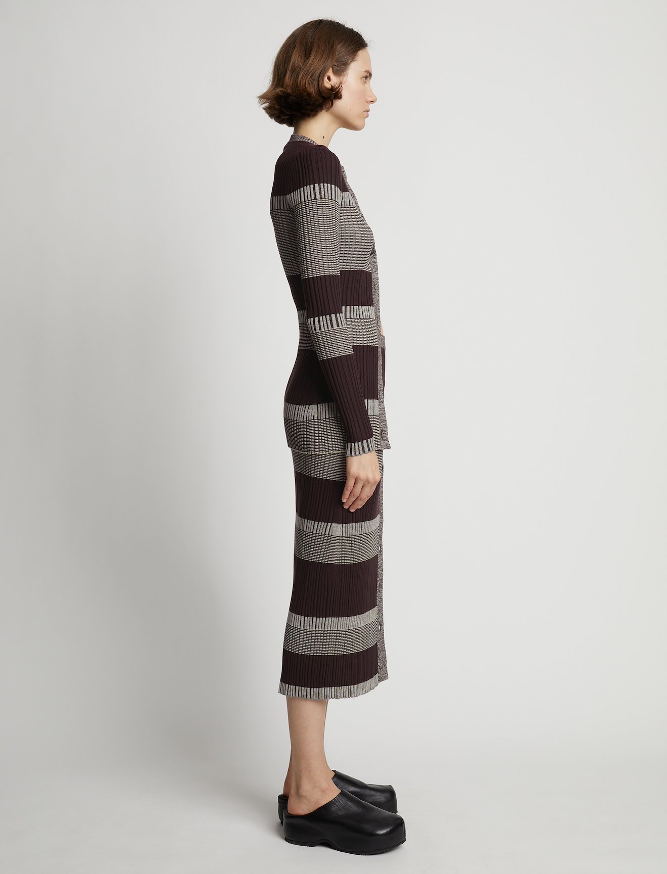 Mini Stripe Button Front Skirt #1
