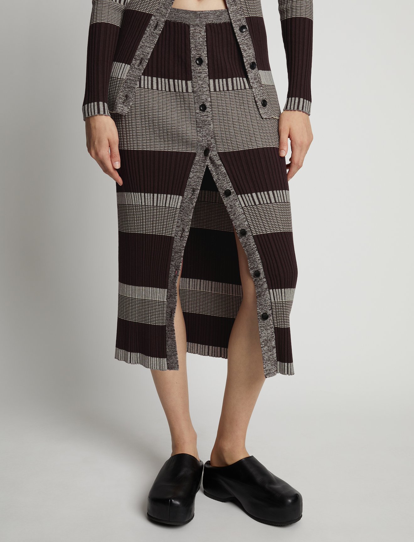 Mini Stripe Button Front Skirt #3