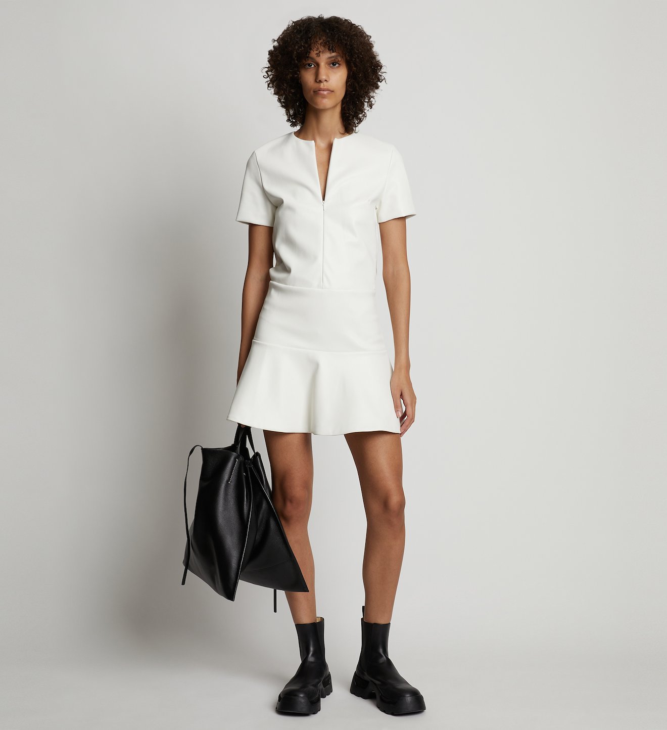 Faux Leather Ruffle Mini Dress