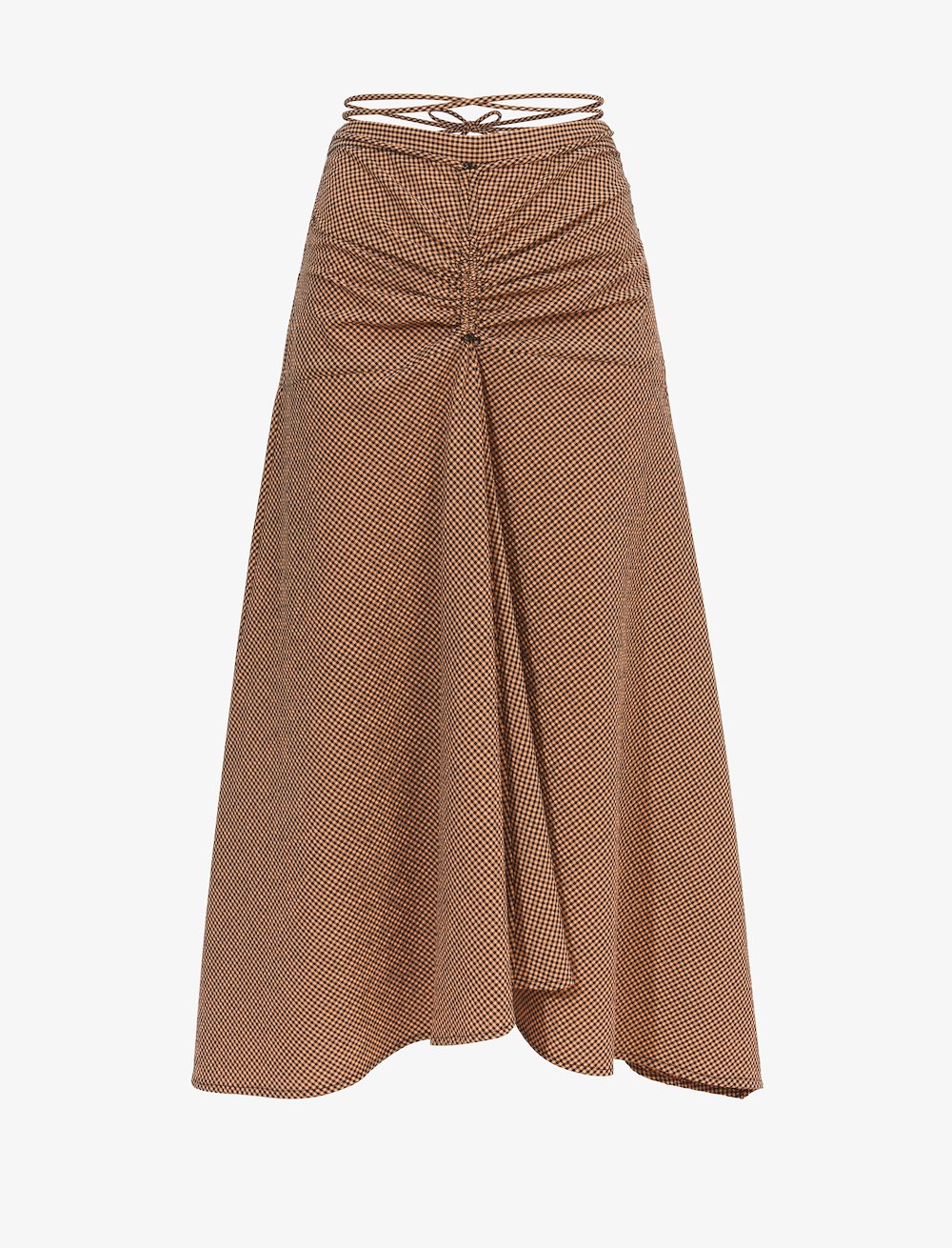 Gingham Tie Front Midi Skirt