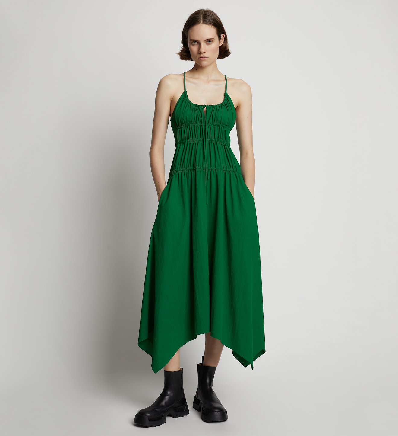 Drapey Suiting Ruched Dress