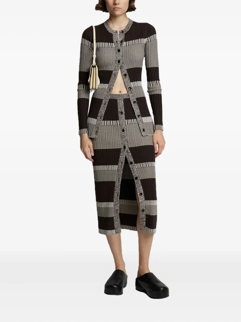 Proenza Schouler White Label Cardigan de tricô canelado com listras | Cardigan | Image 2