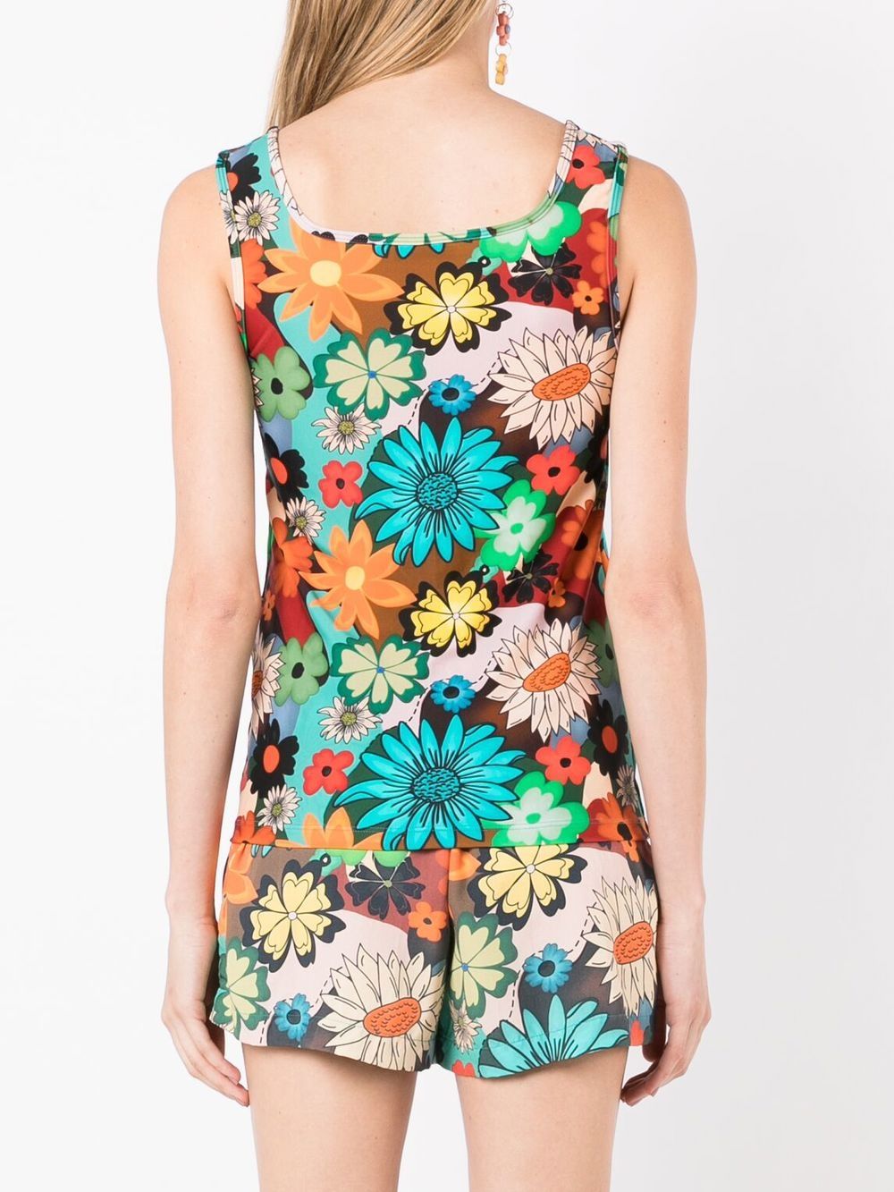 Shop Amir Slama Floral-print V-neck Vest Top In Multicolour
