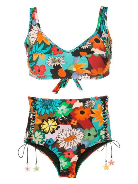 Amir Slama bikini de tiro alto con estampado floral