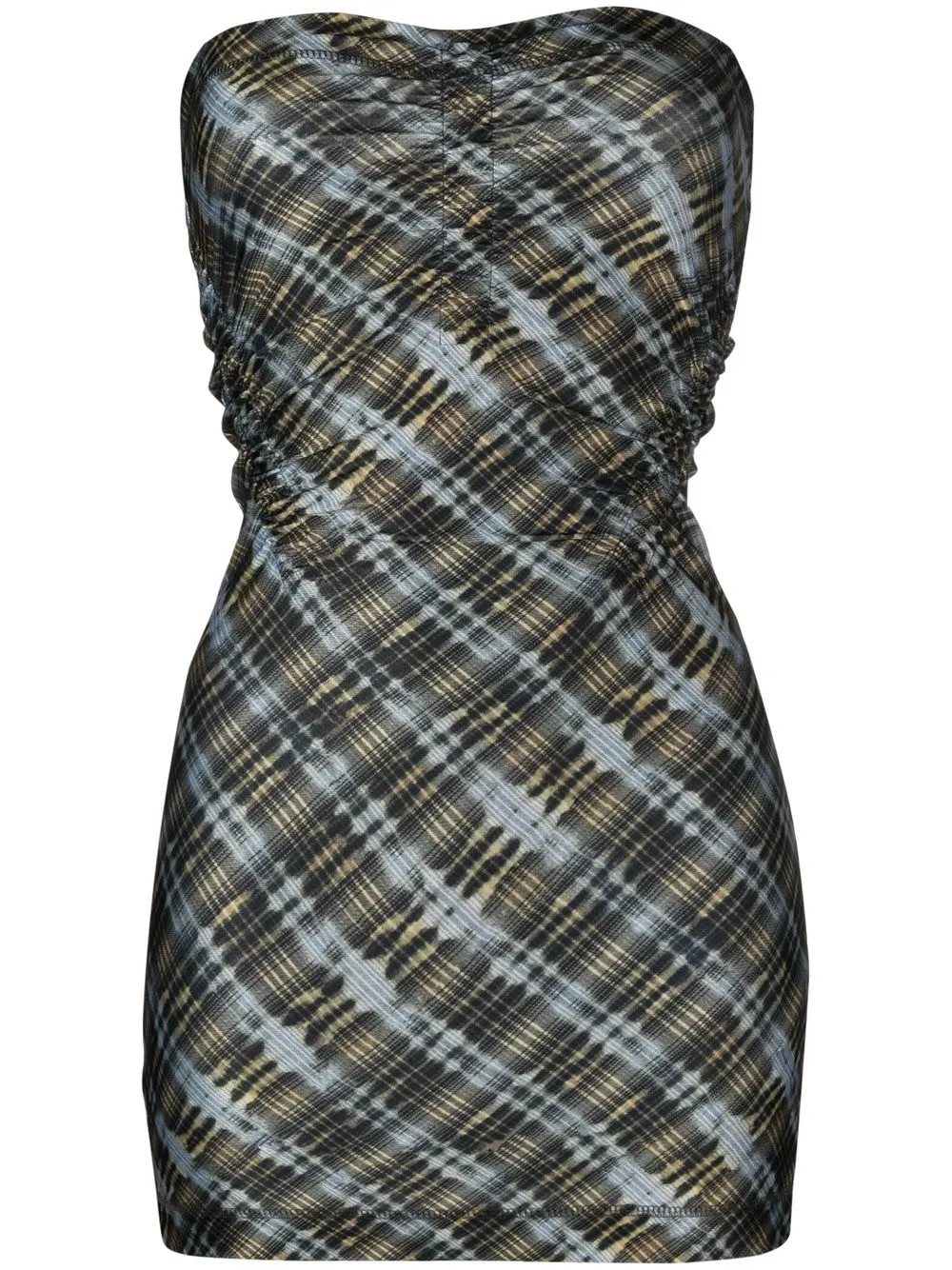 KNWLS SKINN PLAID-CHECK STRAPLESS MINIDRESS