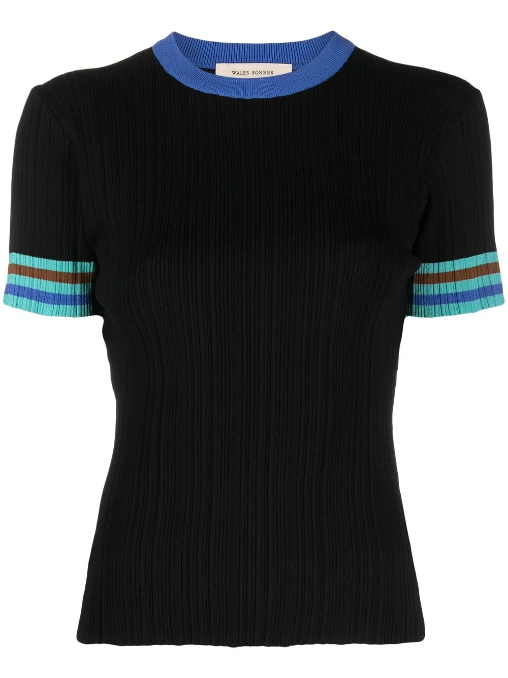 

Wales Bonner stripe detail short-sleeve T-shirt - Black