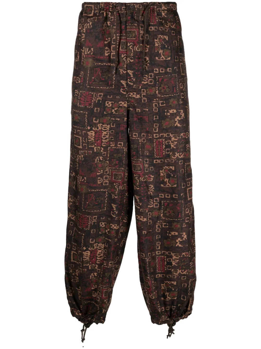 BEAMS PLUS graphic-print drawstring track pants - Brown
