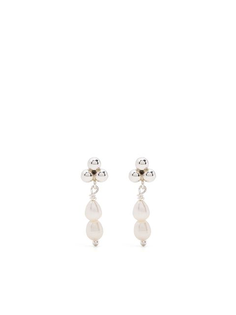 Petite Grand cluster pearl drop earrings 