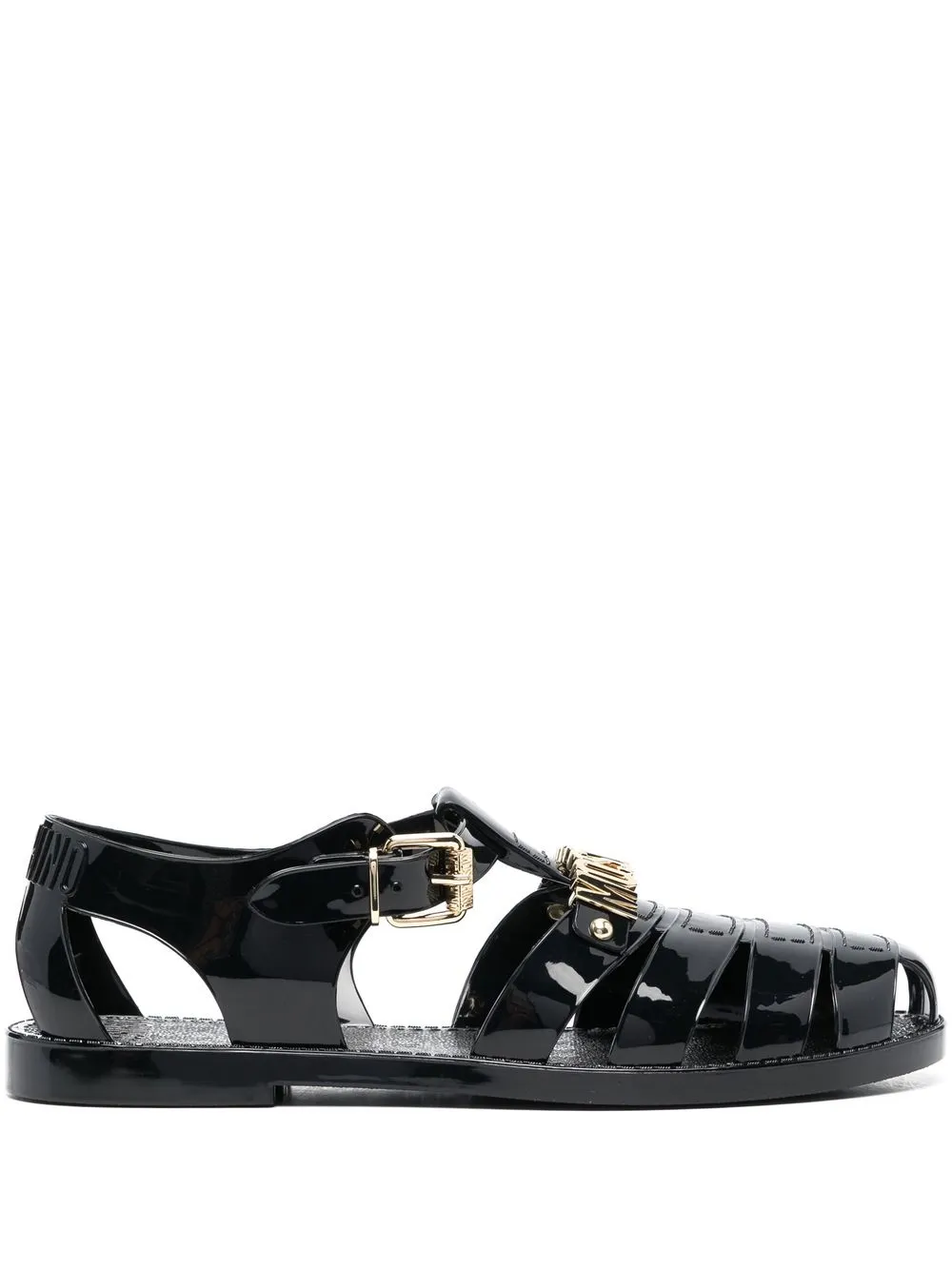 

Moschino logo-plaque cut-out sandals - Black