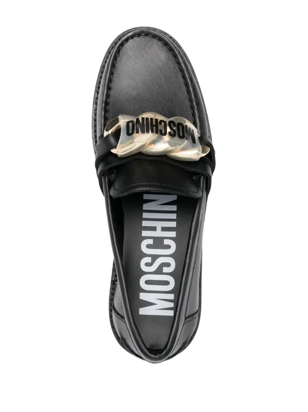 Moschino レザーローファー | ブラック | FARFETCH JP