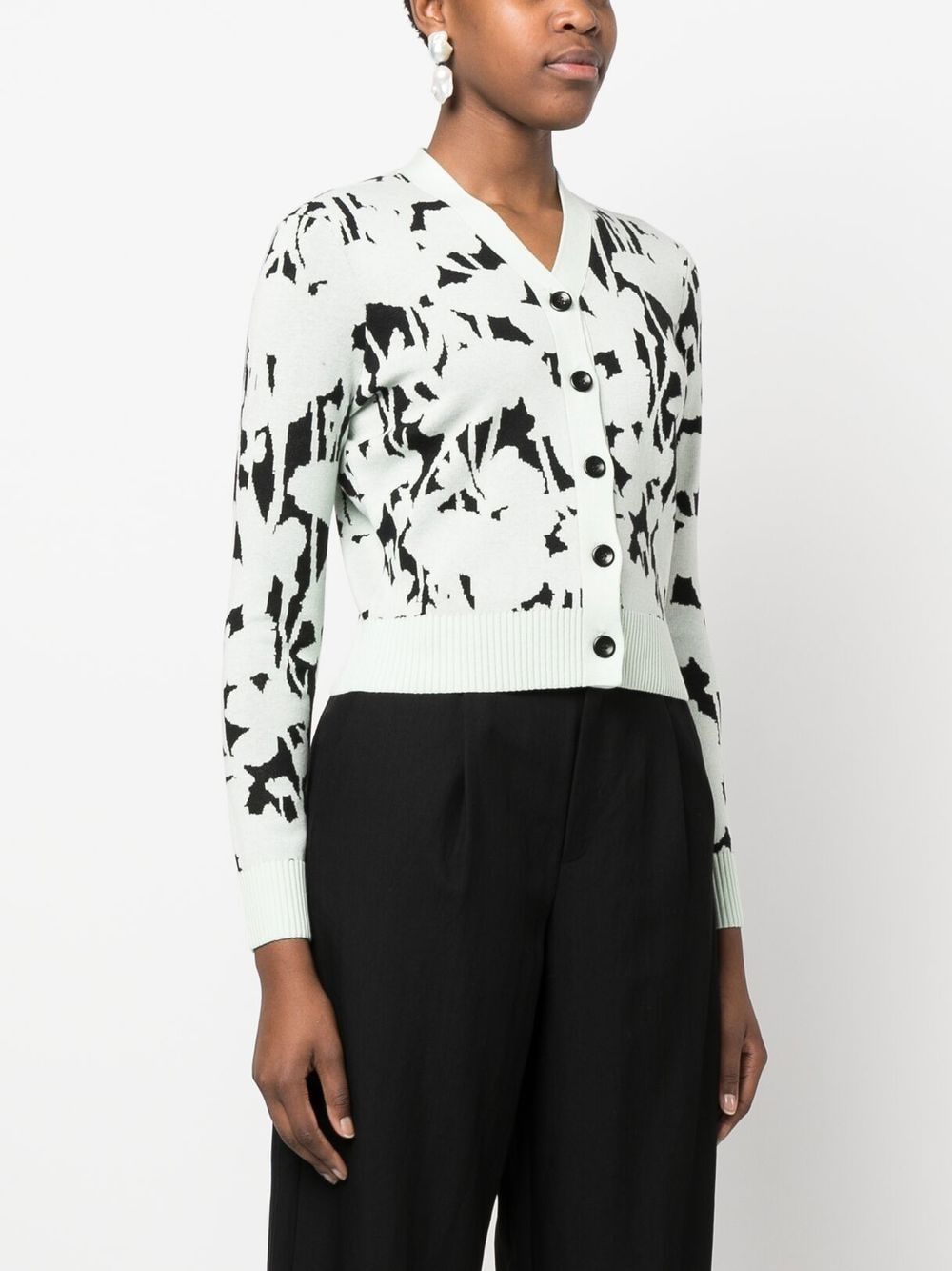 Shop Proenza Schouler White Label All-over Floral-print Cardigan In Green