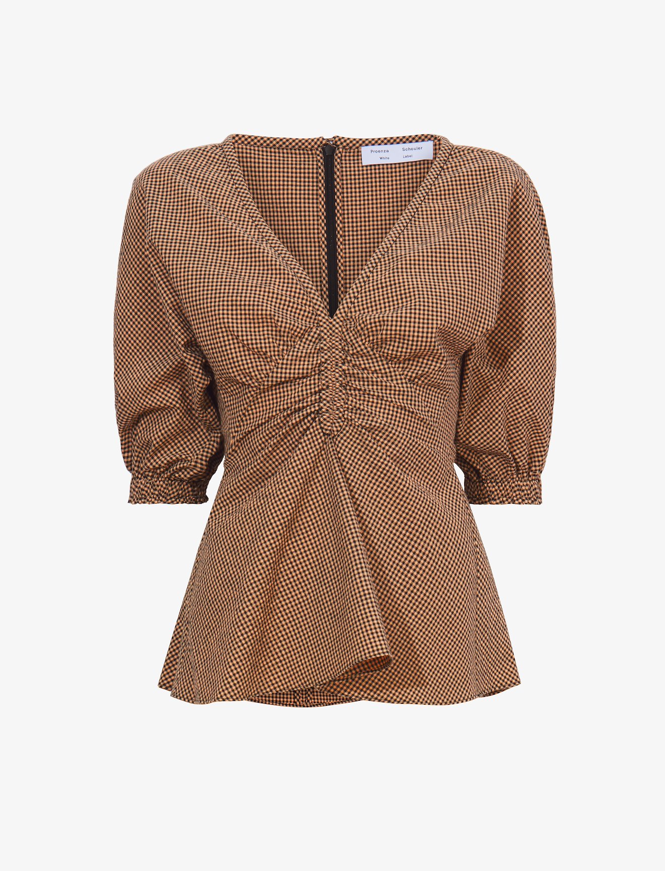 Gingham Short Sleeve Peplum Top #5