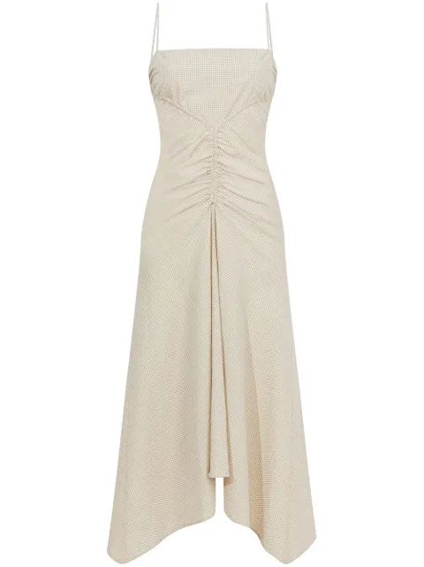 Proenza Schouler White Label gingham-check ruched strappy dress