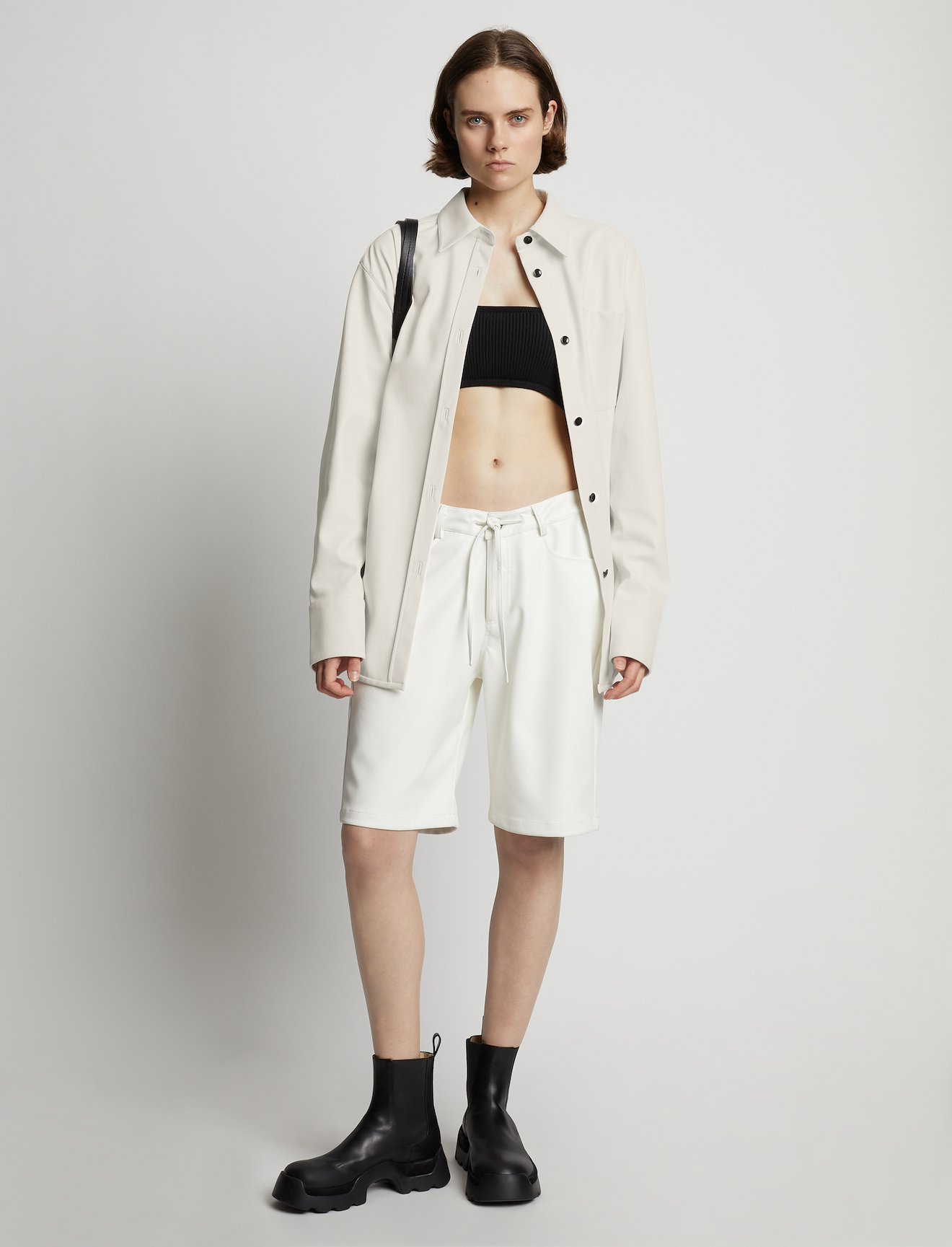 Faux Leather Shirt Jacket #1