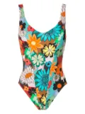 Amir Slama floral-print open back swimsuit - Multicolour