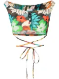 Amir Slama floral-print off-shoulder top - Multicolour