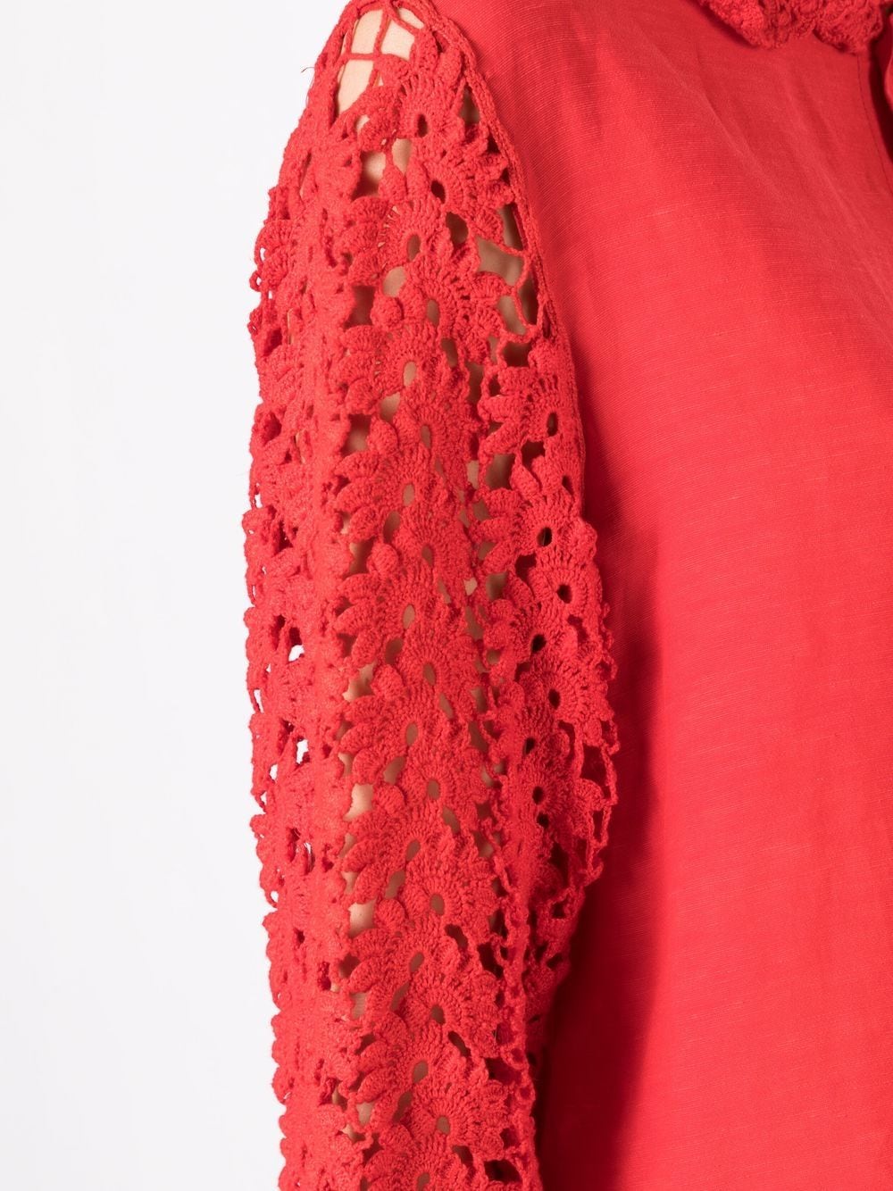 Shop Amir Slama Floral-lace Detail Shirt In Red